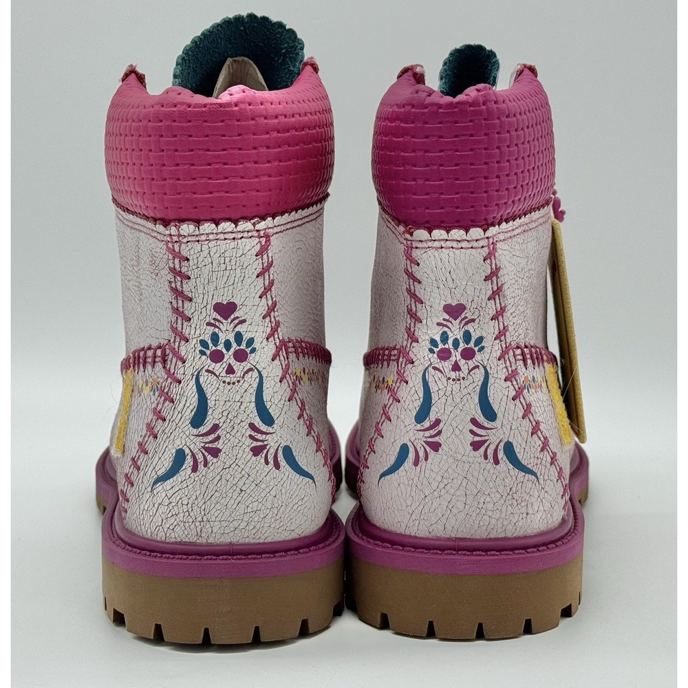 Timberland Women's Premium 6 Inch Boot White Pink Embroidered Size 7 TB0A4448 - Picture 2 of 9